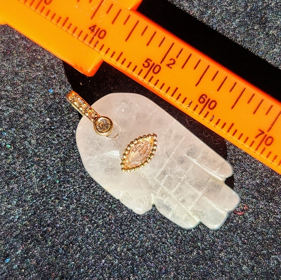 Hamsa Hand Evil Eye Genuine Crystal Pendant - Picture 6 of 7